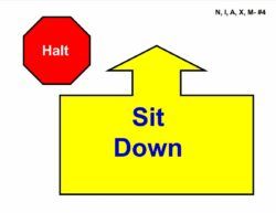 4 halt sit down
