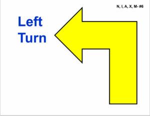 6 left turn sign